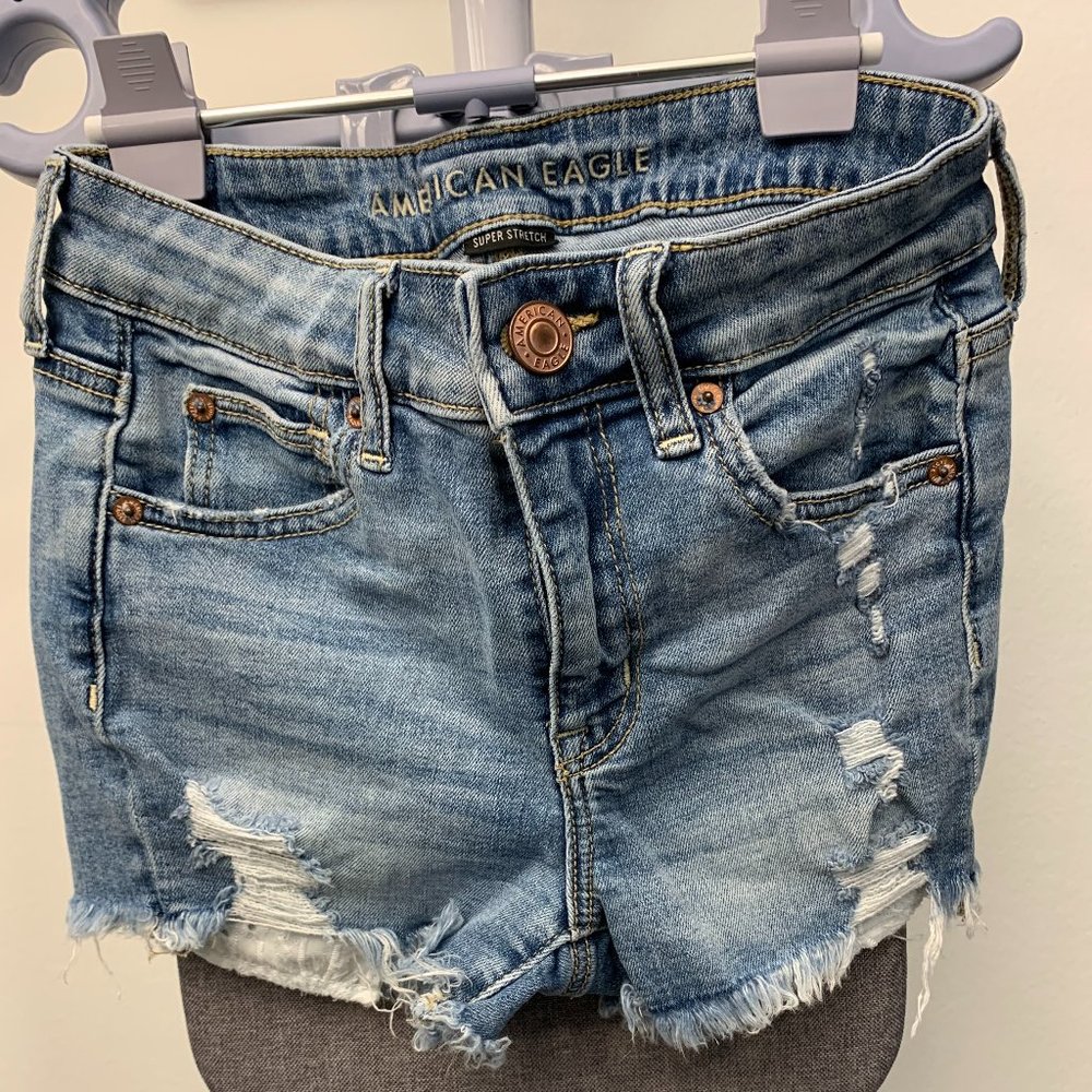 American Eagle Distressed Jean Shorts Size 0